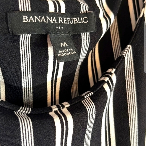 Banana Republic Black and White Striped Asymmetric Dress Medium - Picture 3 of 15